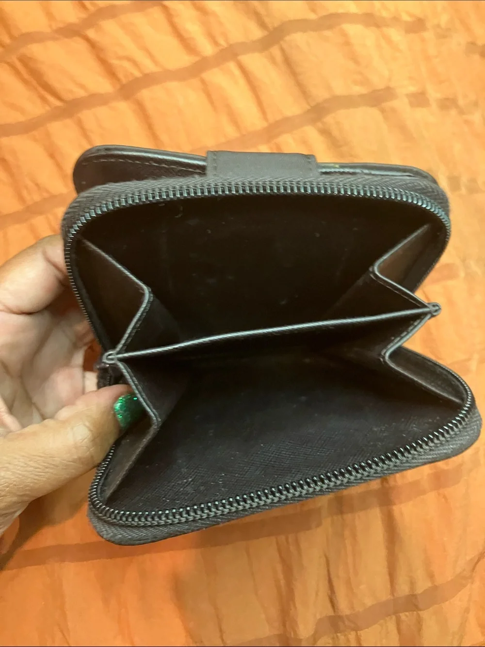 Prada Brown Nylon Zip Wallet with Silver Logo